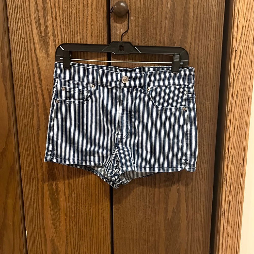 Striped jean shorts